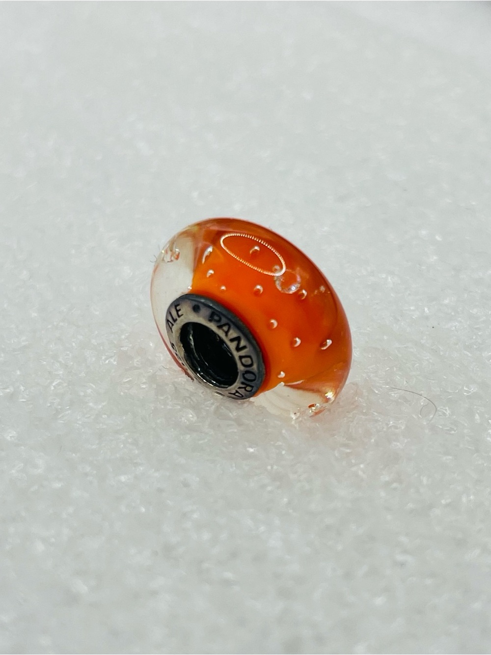 Pandora Orange and Clear Murano Glass Charm - Picture 2 of 3